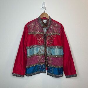 Chicos NWT Regal Glam Marielle Heavy Beaded Silk Multicolor Jacket Women’s Size